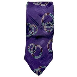 Polo Ralph Lauren Vintage Handmade Purple Circle Print Silk Necktie Tie